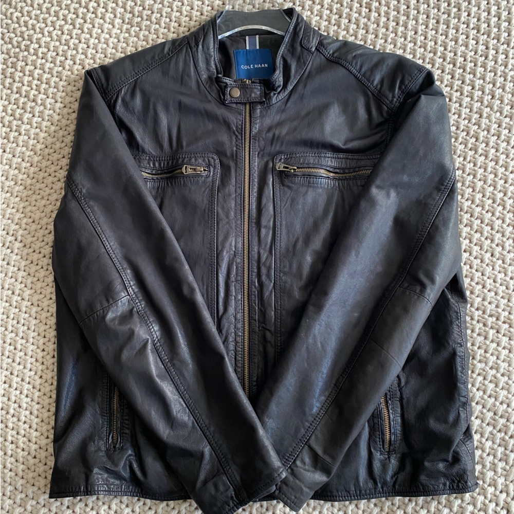 Cole Haan Black Genuine Leather Jacket